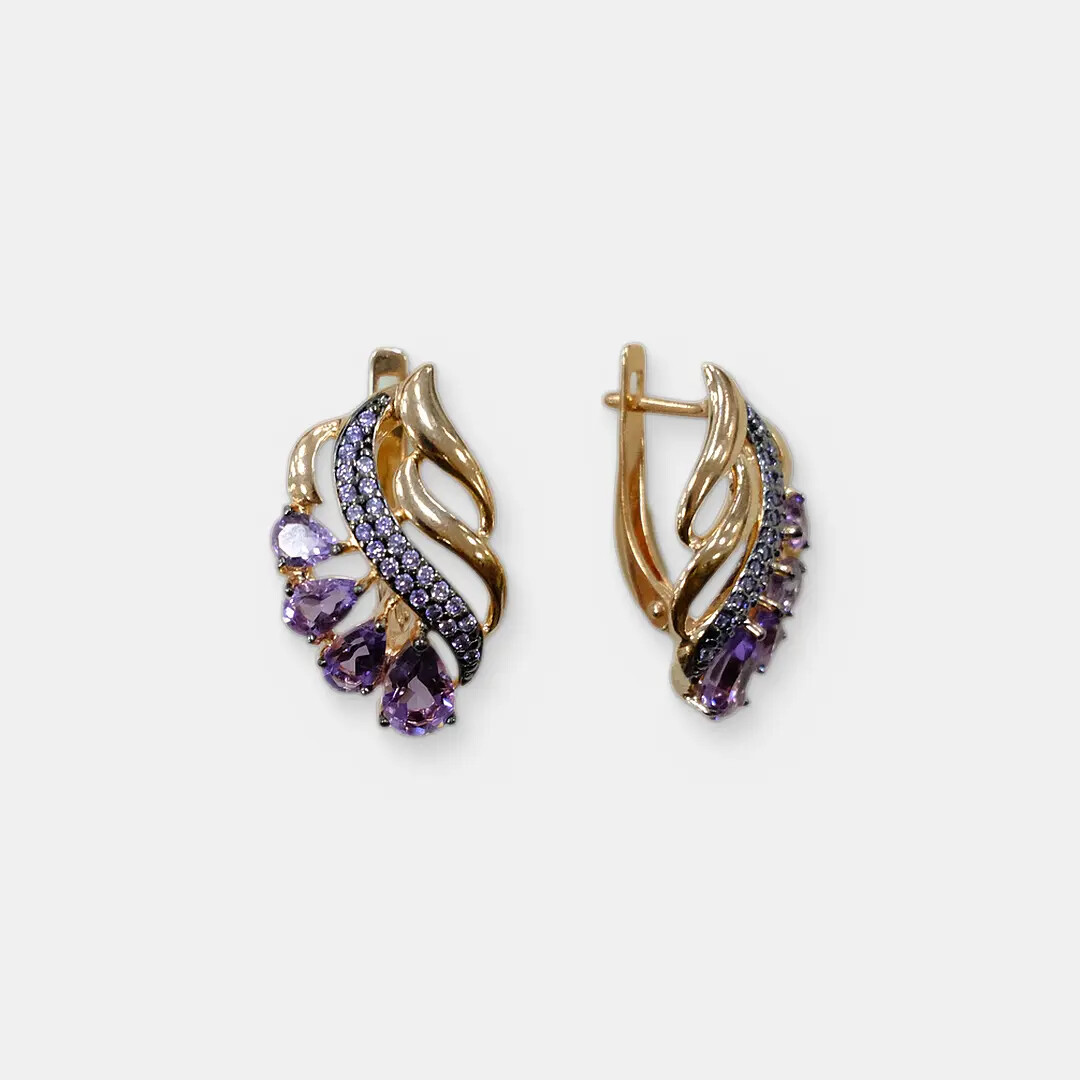 Серебряные серьги с аметистами